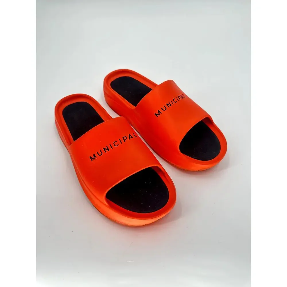 Municipial Podium Slide Poppy Slip-On Slide Slippers Orange Black Men's Size 13